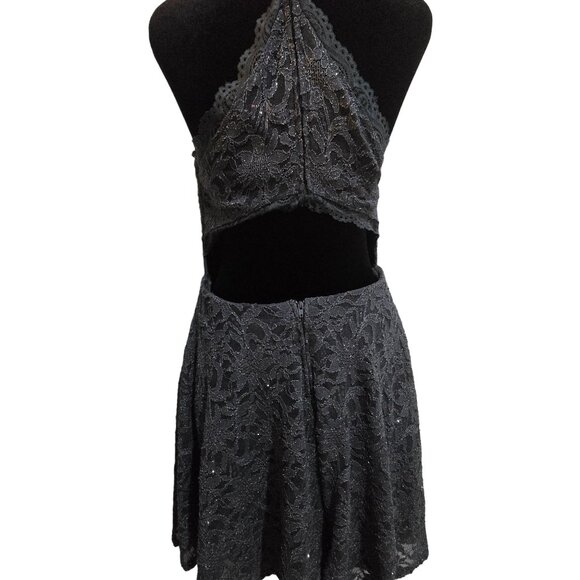 B. Darlin Halter Lace Cutout Dress With Sparkle Accents Size 15/16 Polyester Spa - Picture 3 of 12